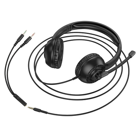 Проводные наушники W112, HOCO, с микрофоном, черный