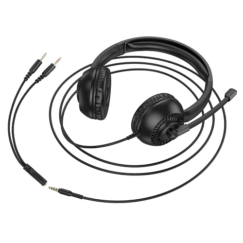 Проводные наушники W112, HOCO, с микрофоном, черный