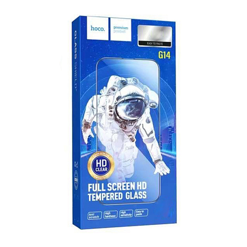 Защитное стекло для iPhone 15 Plus/16 Plus, G14, HOCO, Guardian shield series full-screen HD tempered glass, черное