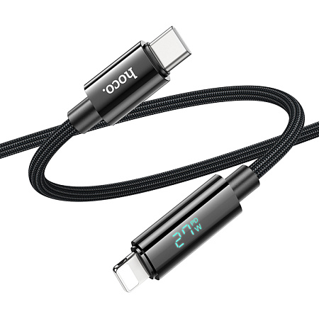 Кабель Lightning to Type-C (PD) с дисплеем, HOCO, U125, 1.2м, черный
