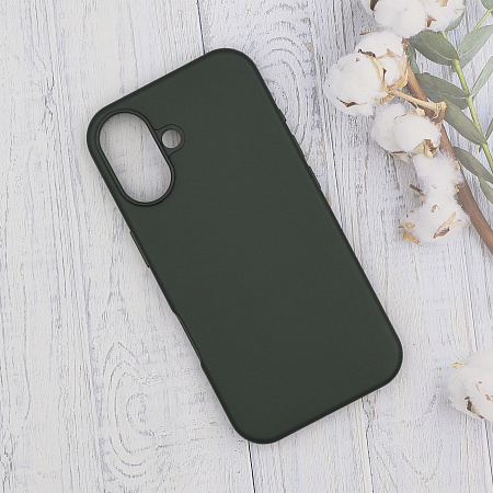 Чехол-накладка для iPhone 16, экокожа, магнитный (MagSafe), без лого, X-CASE, темно-зеленый