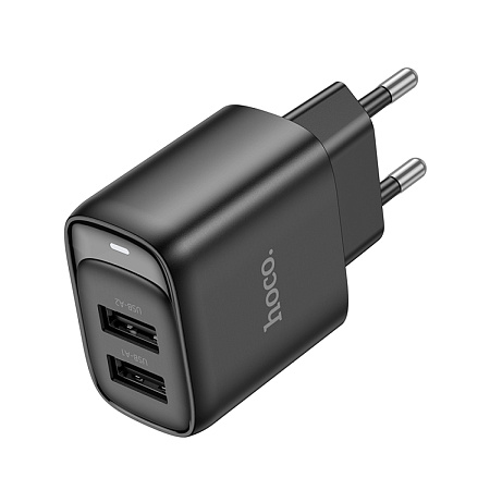Сетевое зарядное устройство, 2 USB 2.1A (C141A), HOCO, черный