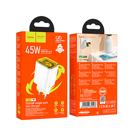 Сетевое зарядное устройство, 1 PD 45W (N54), HOCO, белый