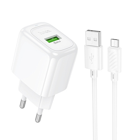 Сетевое зарядное устройство, 1 USB 3.0 QC (CS52A), HOCO, Micro, белый
