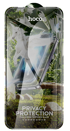 Защитное стекло на iPhone 13 (6.1)/13 Pro/14/16e, G11, HOCO, Full screen HD privacy protection tempered glass, черное