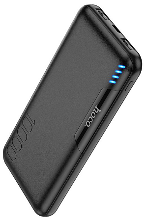 Универсальный Доп. Аккумулятор 10000mAh, J82, HOCO, выход: 2 USB (5V/2A), черный