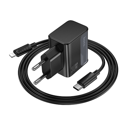 Сетевое зарядное устройство, 1 PD 30W (CS72A), HOCO, Type-C to Lightning, черный