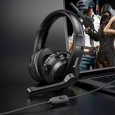 Проводные наушники W103, HOCO, игровые с микрофоном, черные