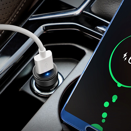 Автомобильное зарядное устройство, 1 USB 18W, QC3.0 (Z32A), usb cable Micro, HOCO, черный