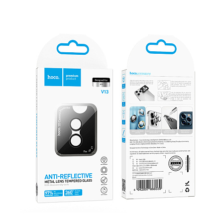 Защитное стекло для iPhone 17, V13, HOCO, на заднюю камеру, черный