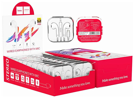 Проводные наушники M80, Lightning Original series earphones, HOCO, с микрофоном, белые