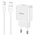 Сетевое зарядное устройство, 1 USB 2.1A (C106A), HOCO, Type-C, белый