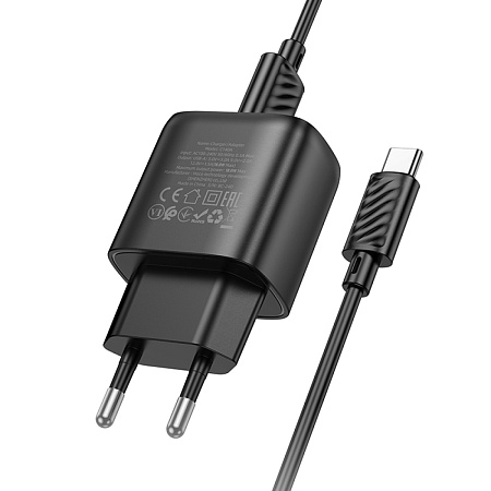 Сетевое зарядное устройство, 1 USB 3.0 QC (C140A), HOCO, Type-C, черный