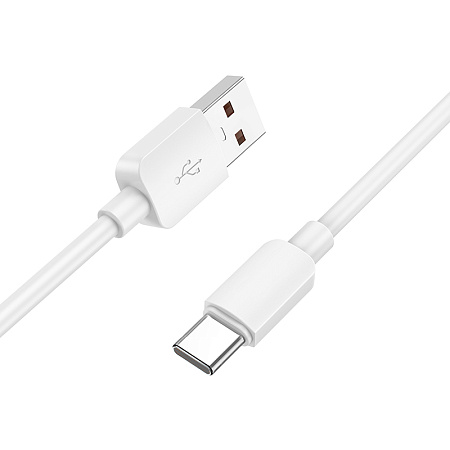 Кабель USB Type-C, 1 метр, удлиненный штекер 10 мм, цвет белый
