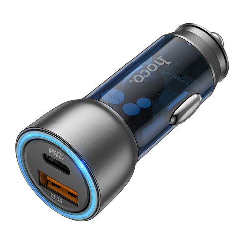 Автомобильное зарядное устройство, 1 USB QC3.0+1 PD 25W (NZ8), HOCO, синий