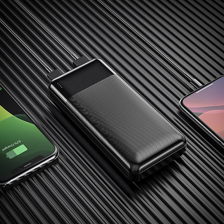 Универсальный Доп. Аккумулятор 20000mAh, J72A, HOCO, 2 USB (5V/2.0A), черный