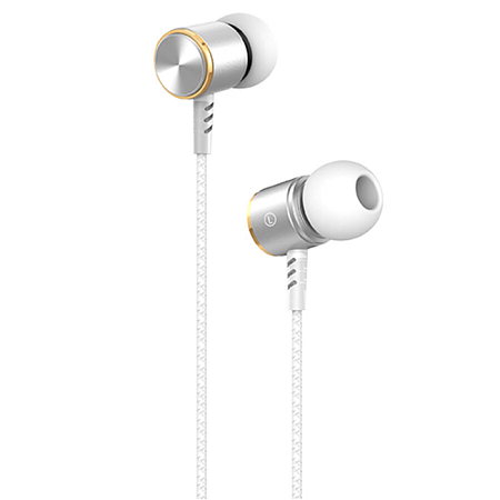 Проводные наушники M42 Ice rhyme wire control, HOCO, вакуумные с микрофоном, серебро