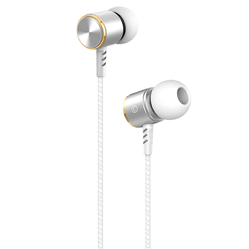 Проводные наушники M42 Ice rhyme wire control, HOCO, вакуумные с микрофоном, серебро