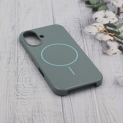 Чехол-накладка для iPhone 16, глянцевый, магнитный (MagSafe), без лого, X-CASE, бирюзовый