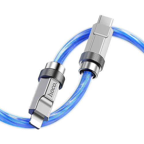 Кабель Lightning to Type-C (PD), HOCO, U113, 1м, силиконовый, синий