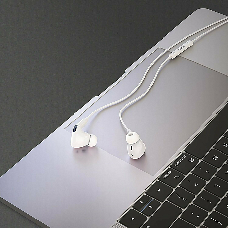 Проводные наушники M1 Pro, Lightning, HOCO, вакуумные с микрофоном, белые