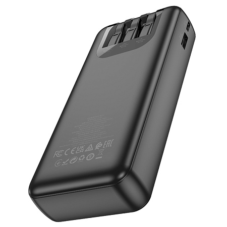 Универсальный Доп. Аккумулятор 20000mAh, J114A, HOCO, 1 USB (5V/2.0A), кабель Lightning/Type-C/Micro, черный