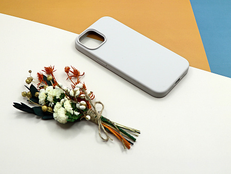 Чехол-накладка для iPhone 14, Silicon Case, без лого, светло-серый