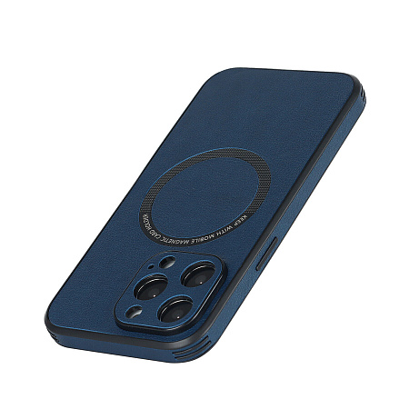 Чехол силиконовый для iPhone 14 Pro (6.1), Магнитный (MagSafe), экокожа, DU DU, синий