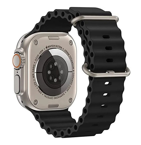 Ремешок на руку для Apple Watch 42/44/45/49 мм, силиконовый ребристый, черный