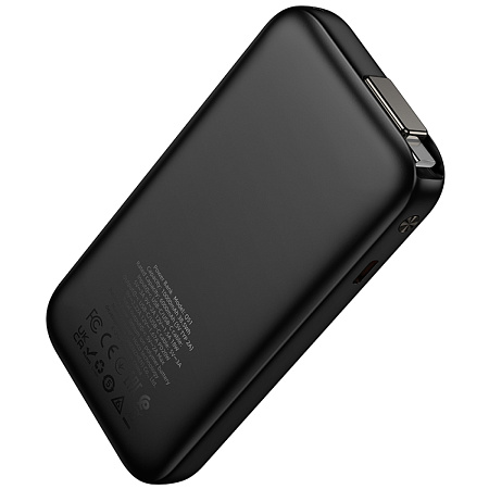 Универсальный Доп. Аккумулятор 10000mAh, Q51, HOCO, выход 1 PD (20W), кабель-рулетка Type-C, черный