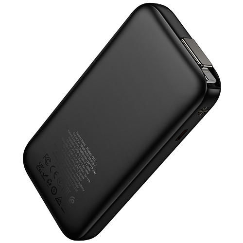Универсальный Доп. Аккумулятор 10000mAh, Q51, HOCO, выход 1 PD (20W), кабель-рулетка Type-C, черный