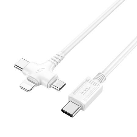 Кабель с Type-C на Lightning+Micro+Type-C, X77, HOCO, белый
