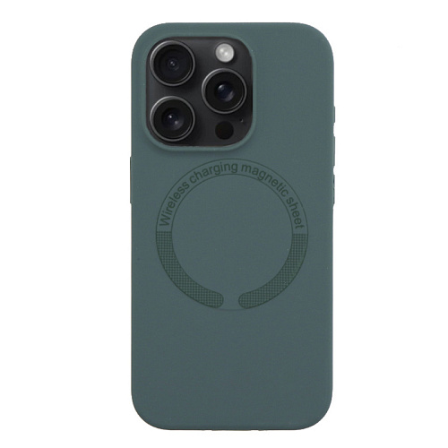 Чехол-накладка для iPhone 15 Pro Max, Silicon Case, магнитный (MagSafe), без лого, X-CASE, зеленый лес