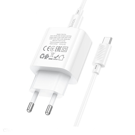 Сетевое зарядное устройство, 1 PD 30W (C76A Pro), HOCO, Type-C to Type-C, белый