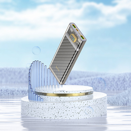 Универсальный Доп. Аккумулятор 10000mAh, J103, HOCO, выход: 2 USB (22.5W)+1 PD (20W), серый