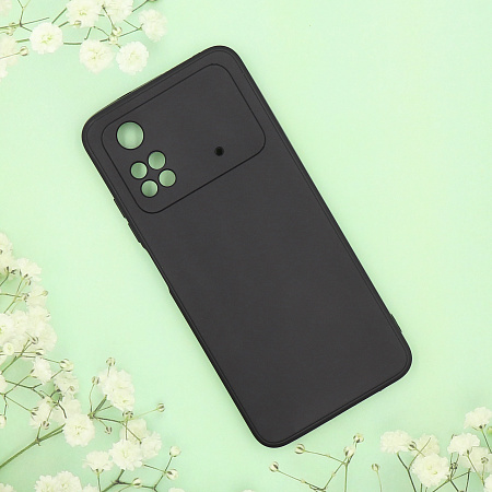 Чехол силиконовый для Xiaomi Poco M4 Pro (4G), good quality, c защитой камеры, X-CASE, черный