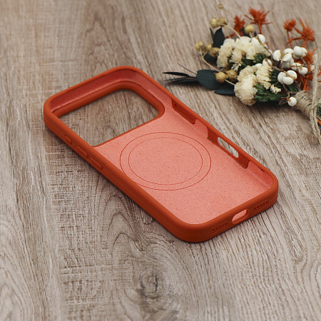 Чехол-накладка для iPhone 17 Pro, Silicon Case, магнитный (MagSafe), с дизайном, без лого, X-CASE, оранжевый