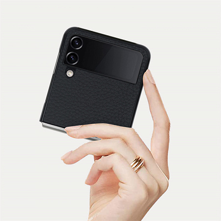 Чехол-накладка для Samsung Galaxy Z Flip 3, DU DU, с подставкой, пластик, черный