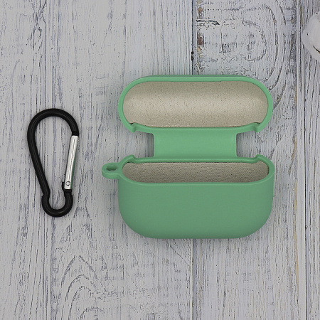 Чехол силиконовый для Airpods Pro/Pro 2, X-CASE, мятный с карабином