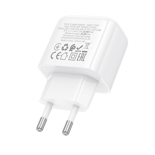 Сетевое зарядное устройство, 1 PD 25W (CS53A), HOCO, белый