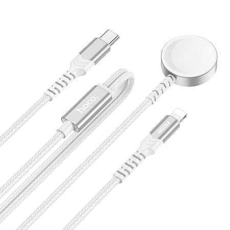 Беспроводное зарядное устройство, CW54, Type-C - iwatch и Lightning , HOCO, белый