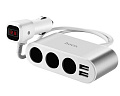Разветвитель прикуривателя на 2 USB+ 3 прикуривателя (display), Z13, Hoco, белый