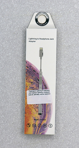 Переходник Lightning to наушники Jack+зарядка Lightning, MH024, с bluetooth, музыка, разговор, переключ гром-ти, белый