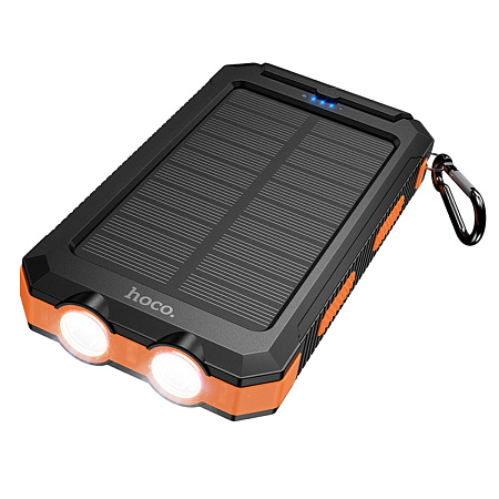 Универсальный Доп. Аккумулятор 8000mAh, J164, HOCO, 2USB (5V/2A) c фонариком, черный