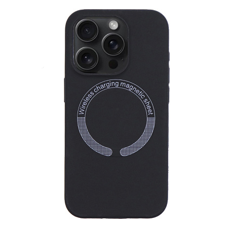 Чехол-накладка для iPhone 15 Pro, Silicon Case, магнитный (MagSafe), без лого, X-CASE, черный