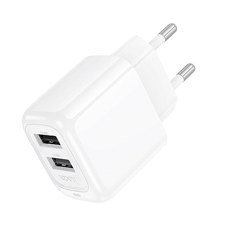 Сетевое зарядное устройство, 2 USB 2.4A (CS51A), HOCO, белый