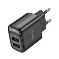 Сетевое зарядное устройство, 2 USB 2.1A (C141A), HOCO, черный