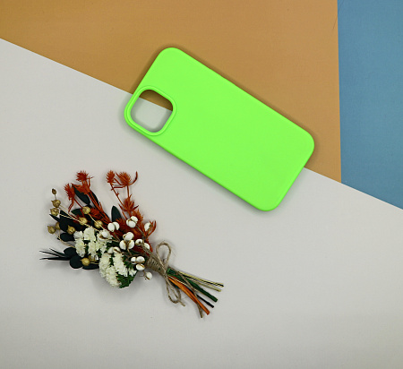Чехол-накладка для iPhone 14, Silicon Case, без лого, ярко-зеленый