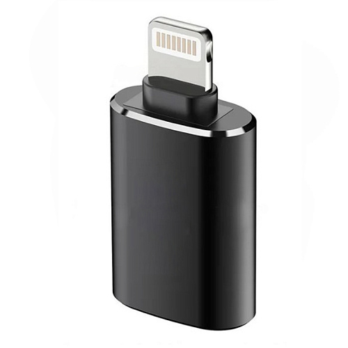 Переходник OTG Lightning (папа) — USB 3.0 (мама), цвет черный