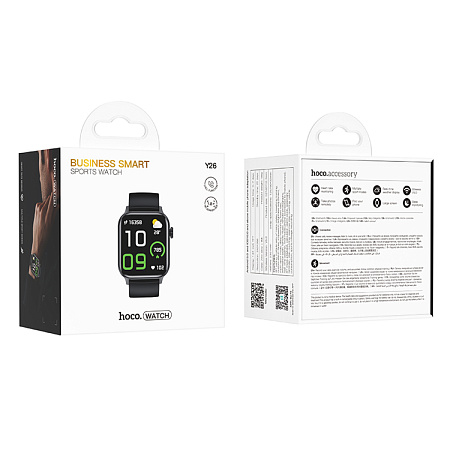 Умные часы Y26 спортивные Smart watch Hoco с поддержкой звонков, черные